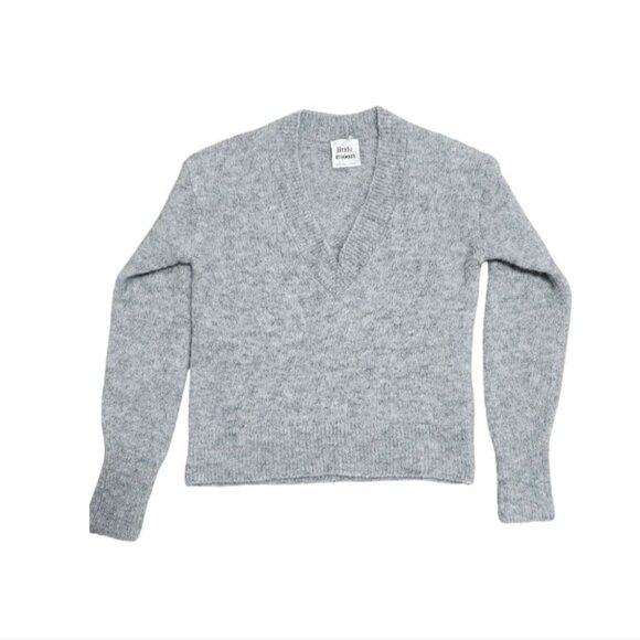 Aritzia Little Moon Snowdrop Alpaca Mohair V-neck Sweater 19.5" Ptp - Picture 3 of 13